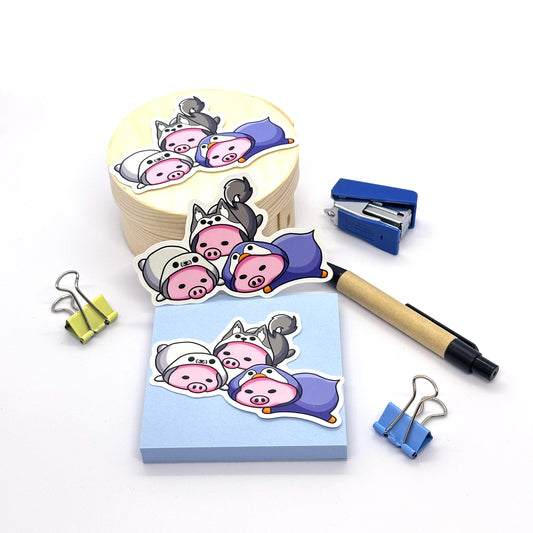 'Chilling Pigs' Sticker