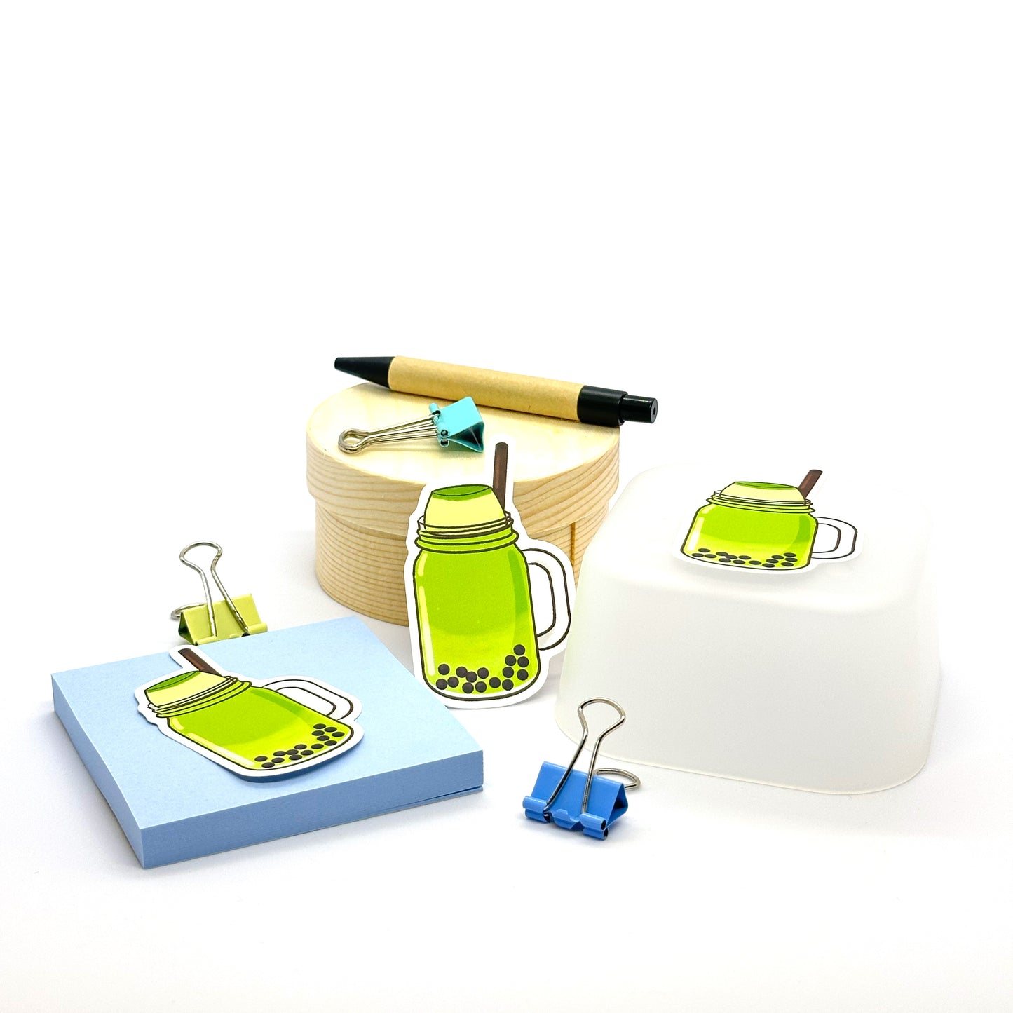 'Matcha Pudding Bubble Tea' Sticker