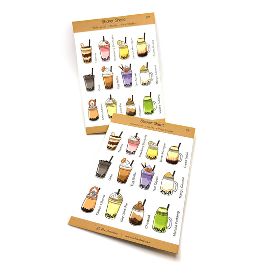 'Bubble Tea Desserts' Sticker Sheet