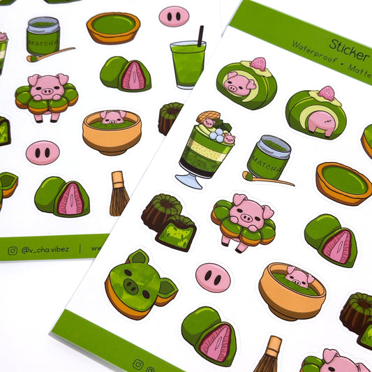 'Matcha&Pigs' Sticker Sheet