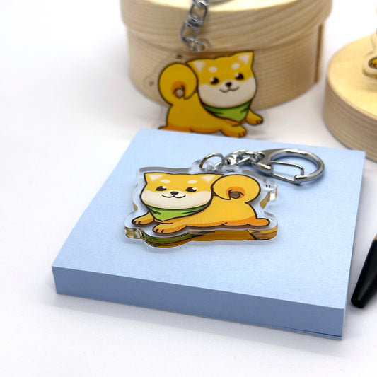 'Happy Shiba' - Tan Keychain