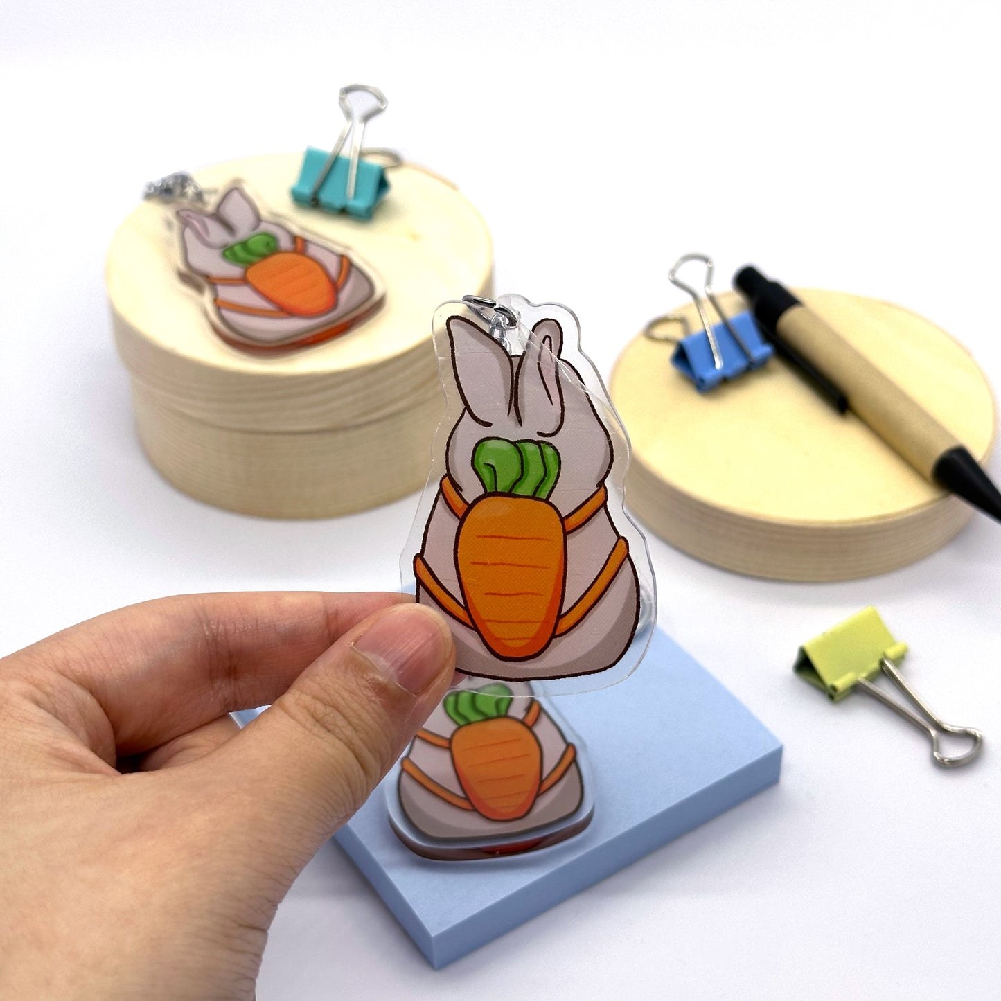 'Bunny with Carrot Backpack' Keychain