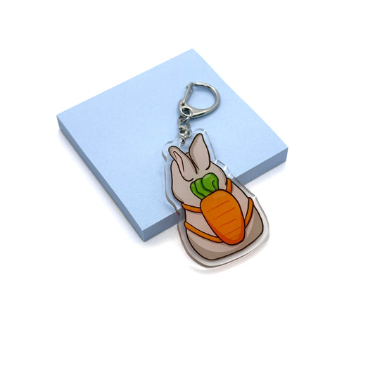 'Bunny with Carrot Backpack' Keychain