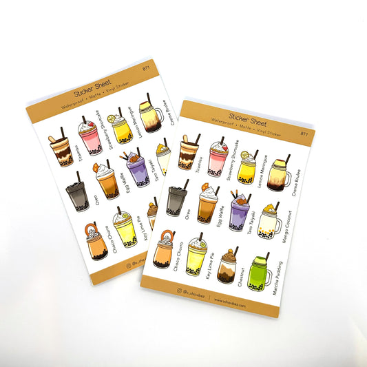 'Bubble Tea Desserts' Sticker Sheet