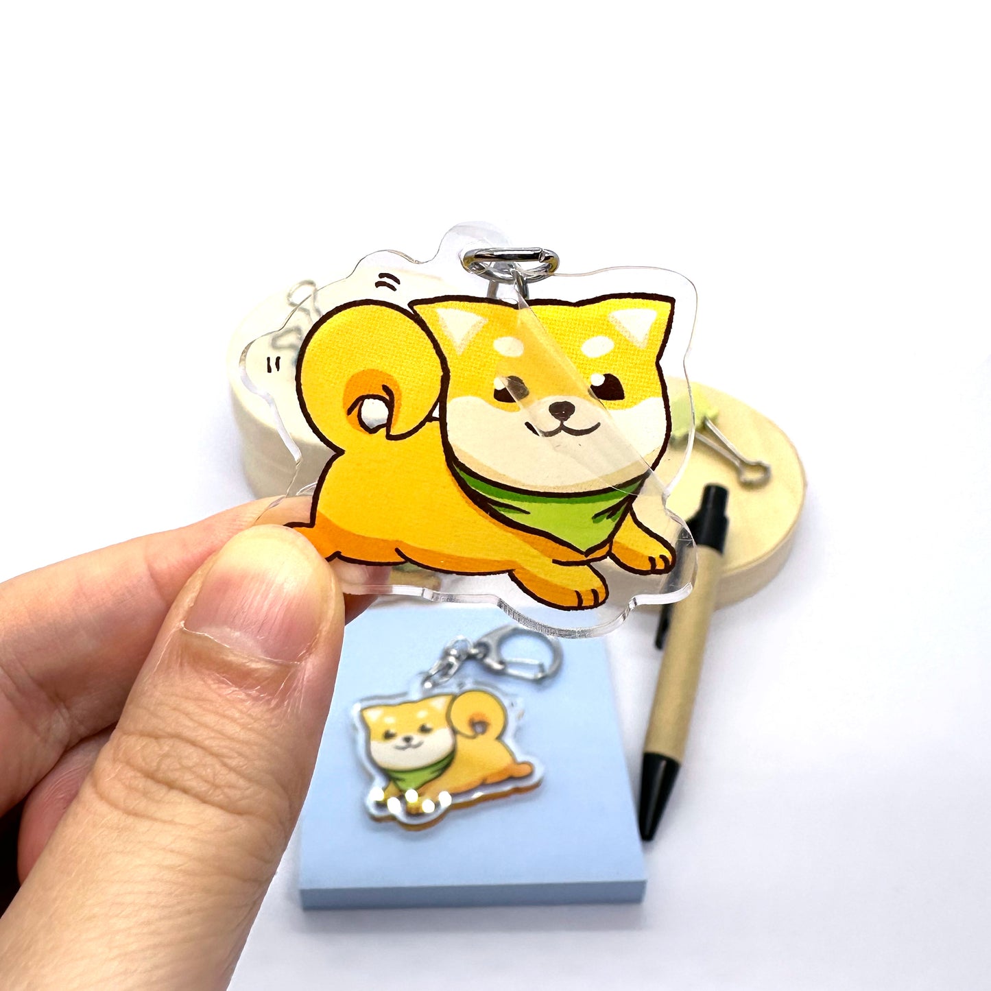 'Happy Shiba' - Tan Keychain