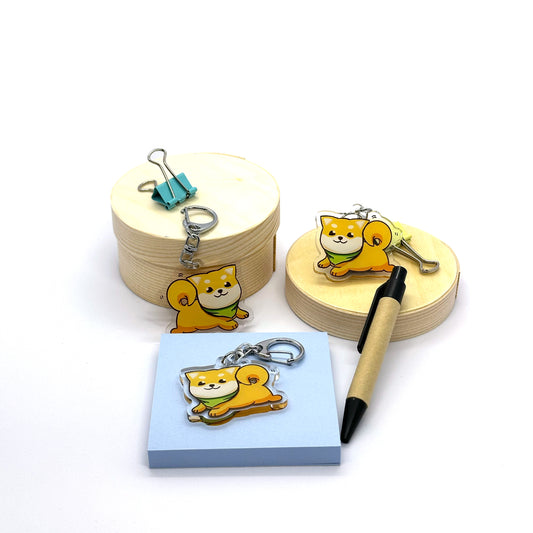 'Happy Shiba' - Tan Keychain