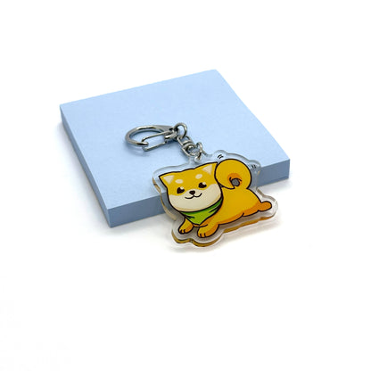 'Happy Shiba' - Tan Keychain