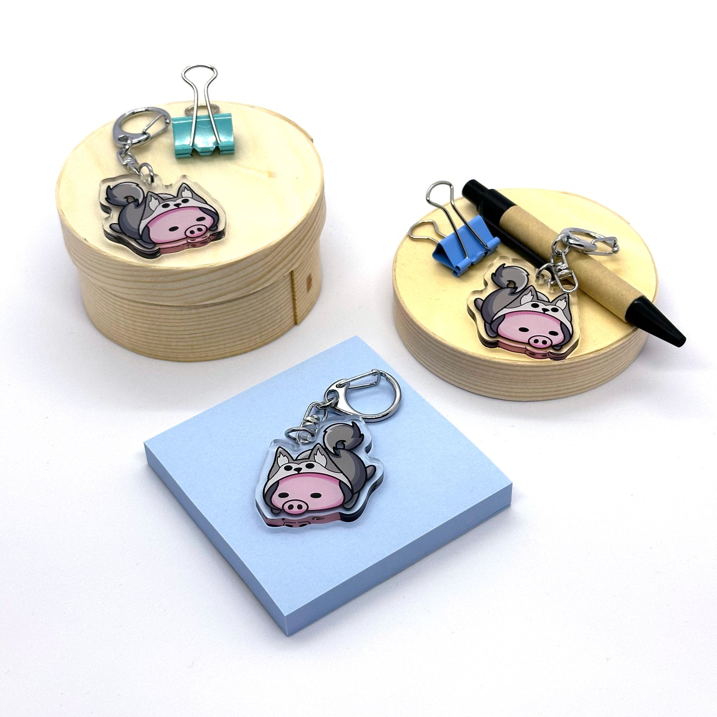 'Chilling Pigs' - Husky Keychain