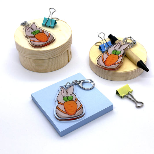 'Bunny with Carrot Backpack' Keychain